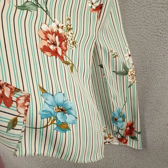 Umgee Cardigan Xl 1XL Mixed Pattern Striped Floral Print Open Front Duster - Picture 7 of 12